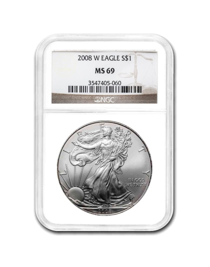 2008 $1 American Silver Eagle MS-69 NGC
