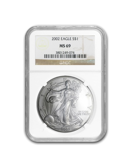2002 $1 American Silver Eagle MS-69 NGC
